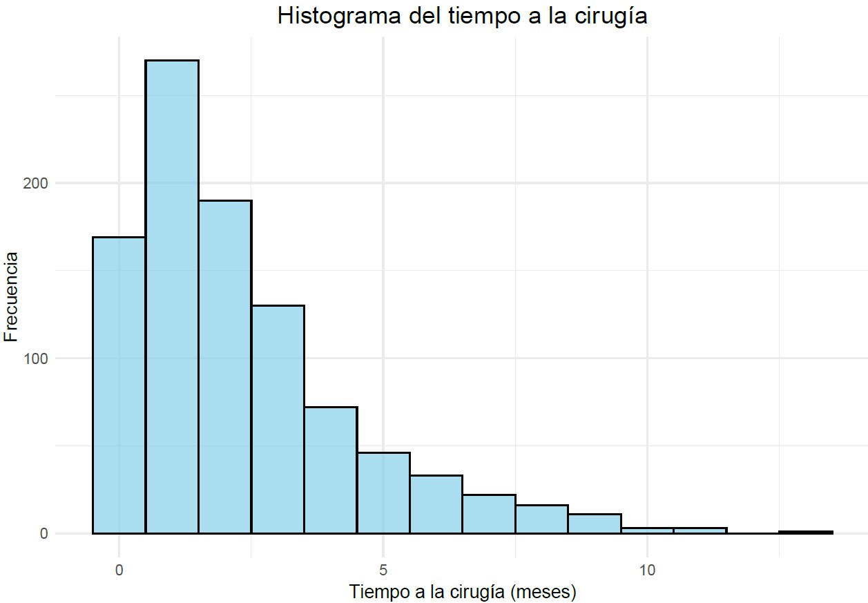 Tiempo a la cirugía de metástasis desde el diagnóstico